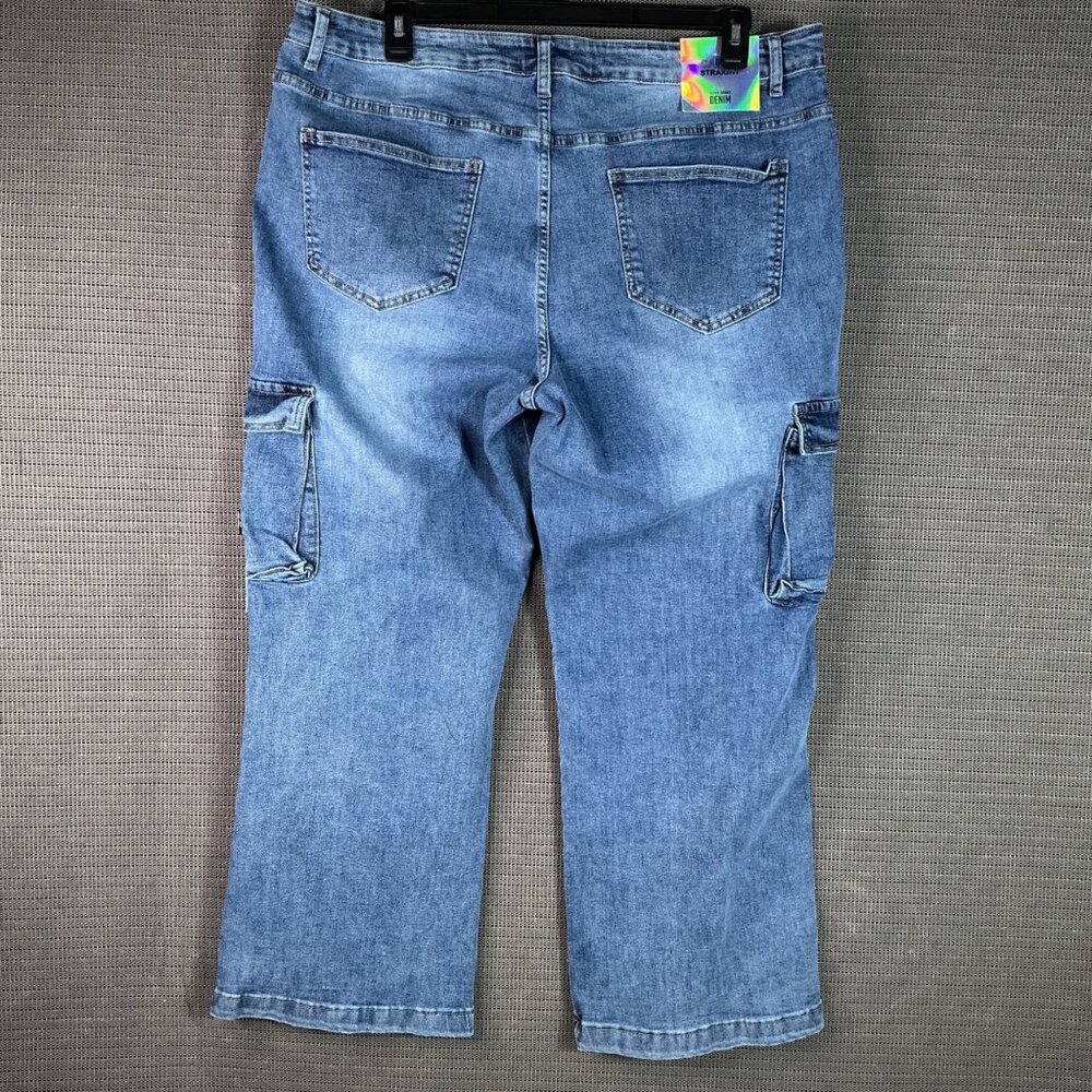 Love Soho Womens Size 22 Blue Cargo Straight Leg Denim Jeans - Picture 2 of 11